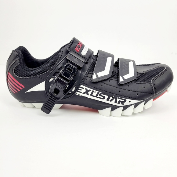 Exustar E-SM308B MTB Cycling Shoe Men 7 US/40EU~Women 8.5 US~White Black Red~NEW - Picture 4 of 12